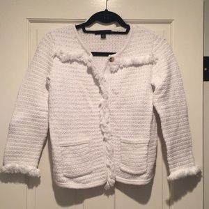 Ann Taylor White Sweater Blazer